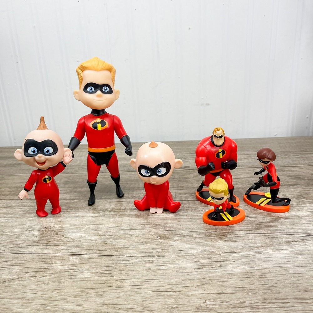 Disney Pixar The Incredibles Action Figure Lot Mr Mrs Dash Jack-Jack 6pc Set